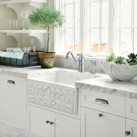 Whitehaus Sgl Lever Faucet W/ Traditional Swivel Spout And Brass Side Spray, Chrm WHKTSL3-2200-NT-C